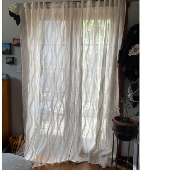 Crate & Barrel Elester Ivory Sheer Curtain Panels 50"x84" (pair of 2 panels) - Picture 2 of 3